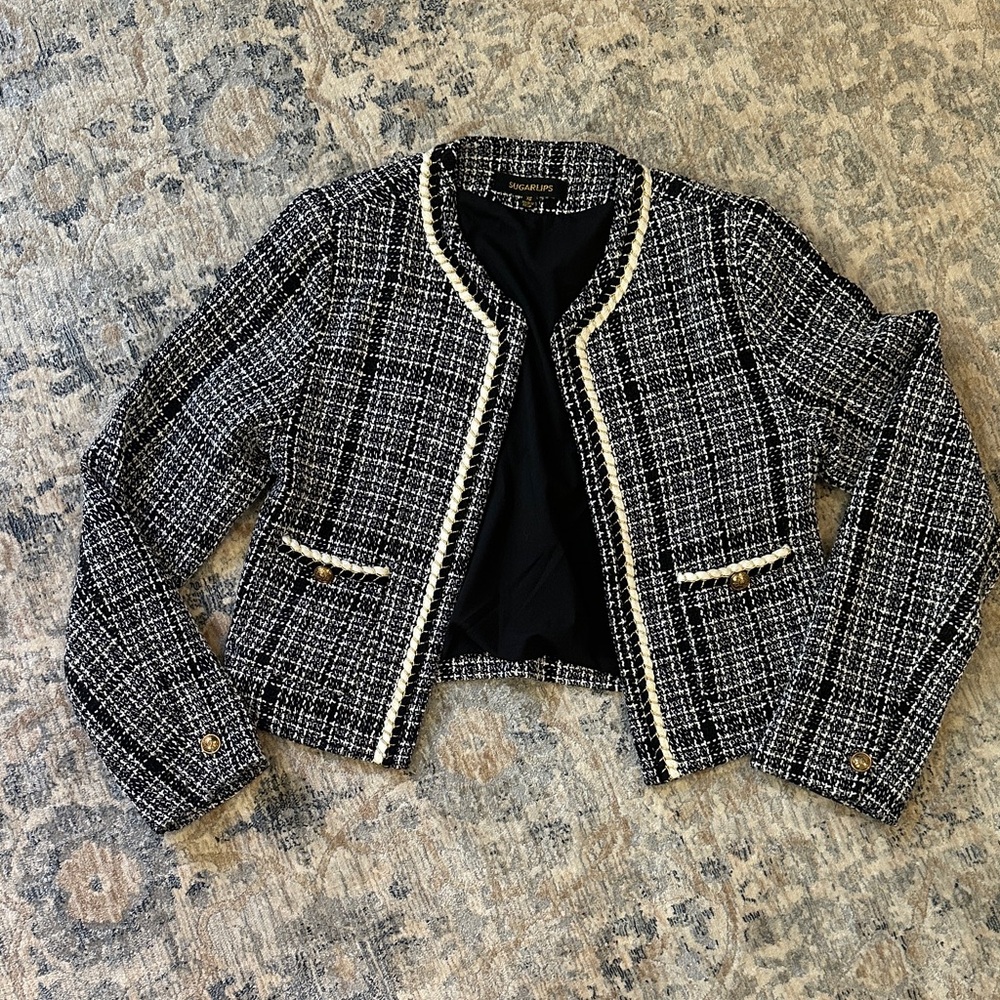 Sugarlips Black and White Tweed Blazer